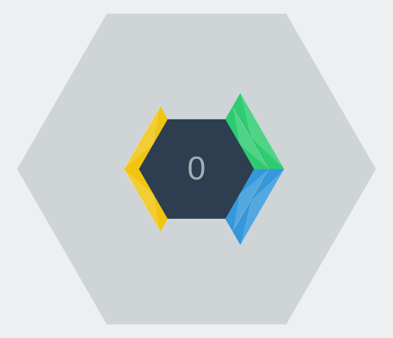 Coloured blocks stack around the central hexagon in Hextris.